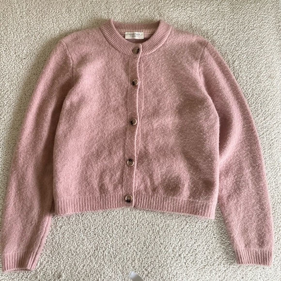 Essentials Soft Pink Wool coquette feminine preppy Women's Cardigan (not size) - Picture 3 of 9
